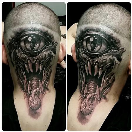 Tattoos - cyclops monster on head - 128778